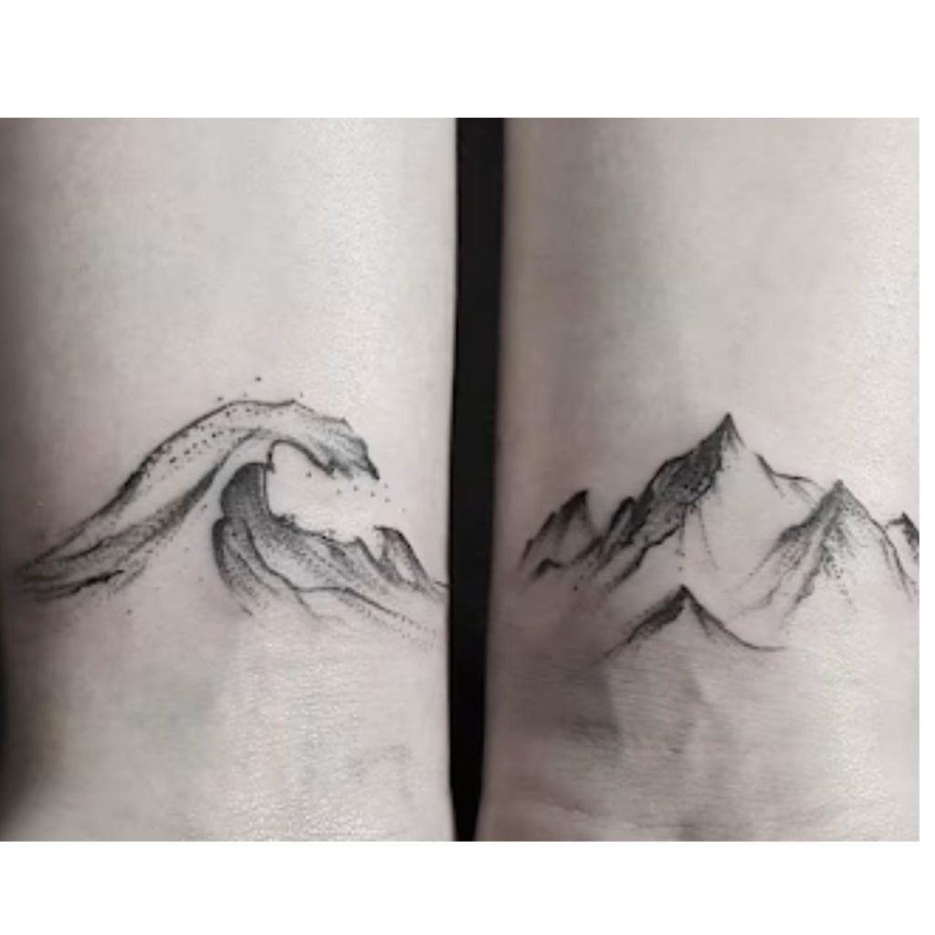 duo Minimal Mountain Tattoo Trendy and Edgy Look