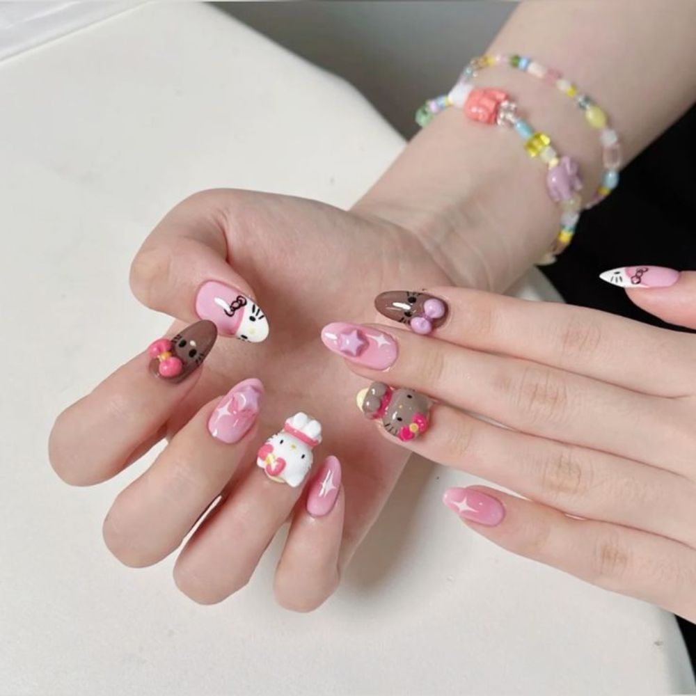 Easy Hello Kitty Nail Designs For Glamorous Look