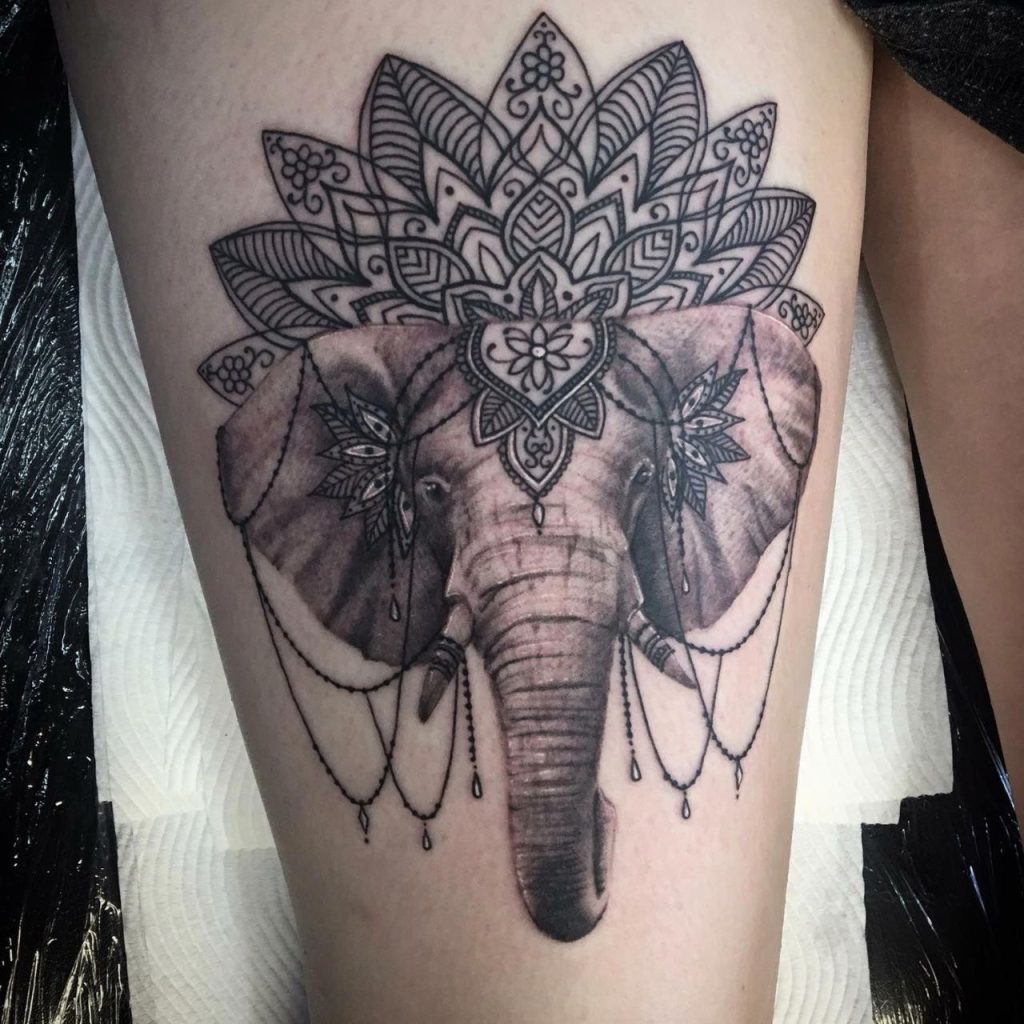 Mandala Elephant Tattoo for Dazzling and Spiritual Look