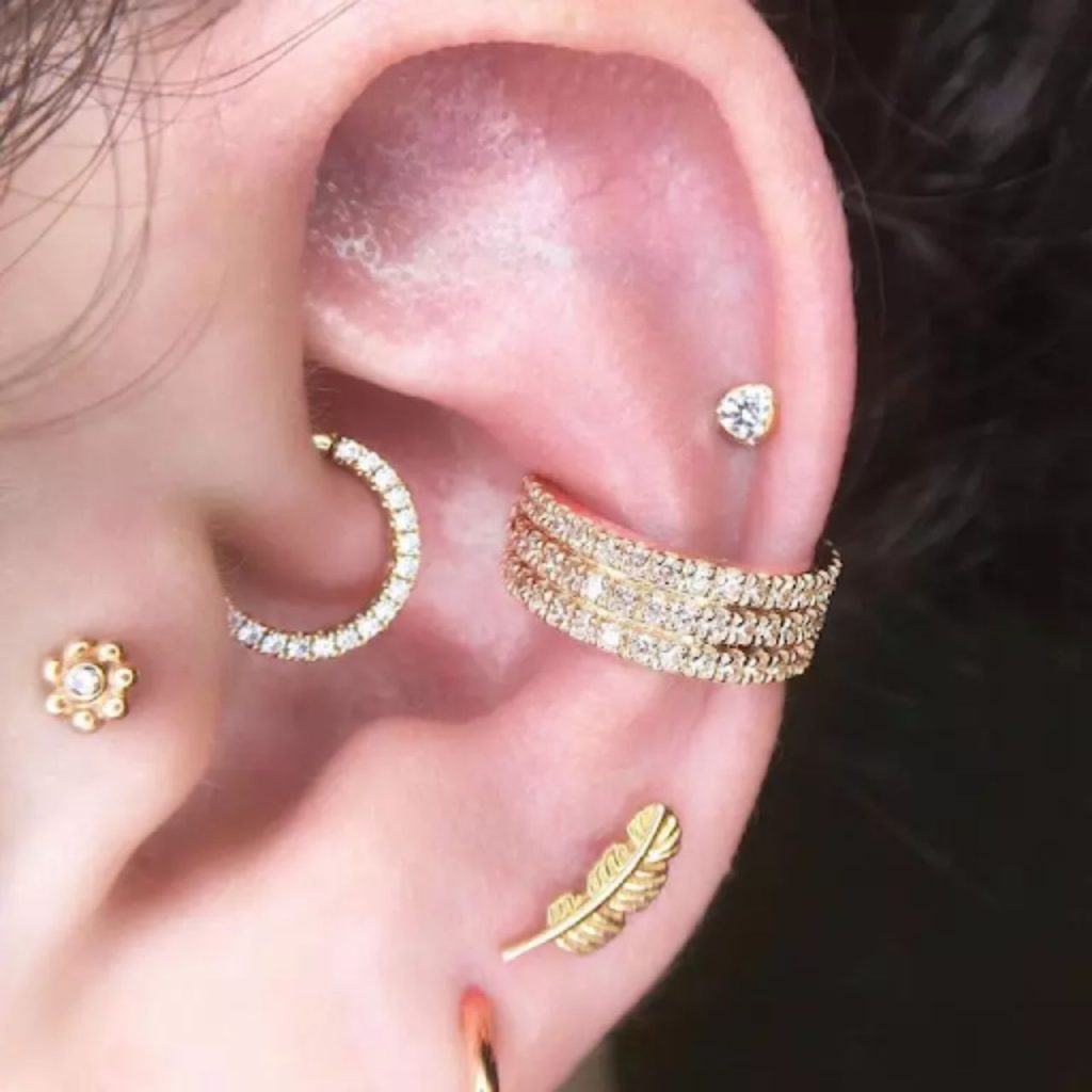 Fancy Outer Conch Piercings for Galm Look