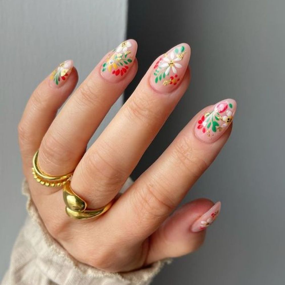 floral Fiesta Nails for your Galm Birthday Look