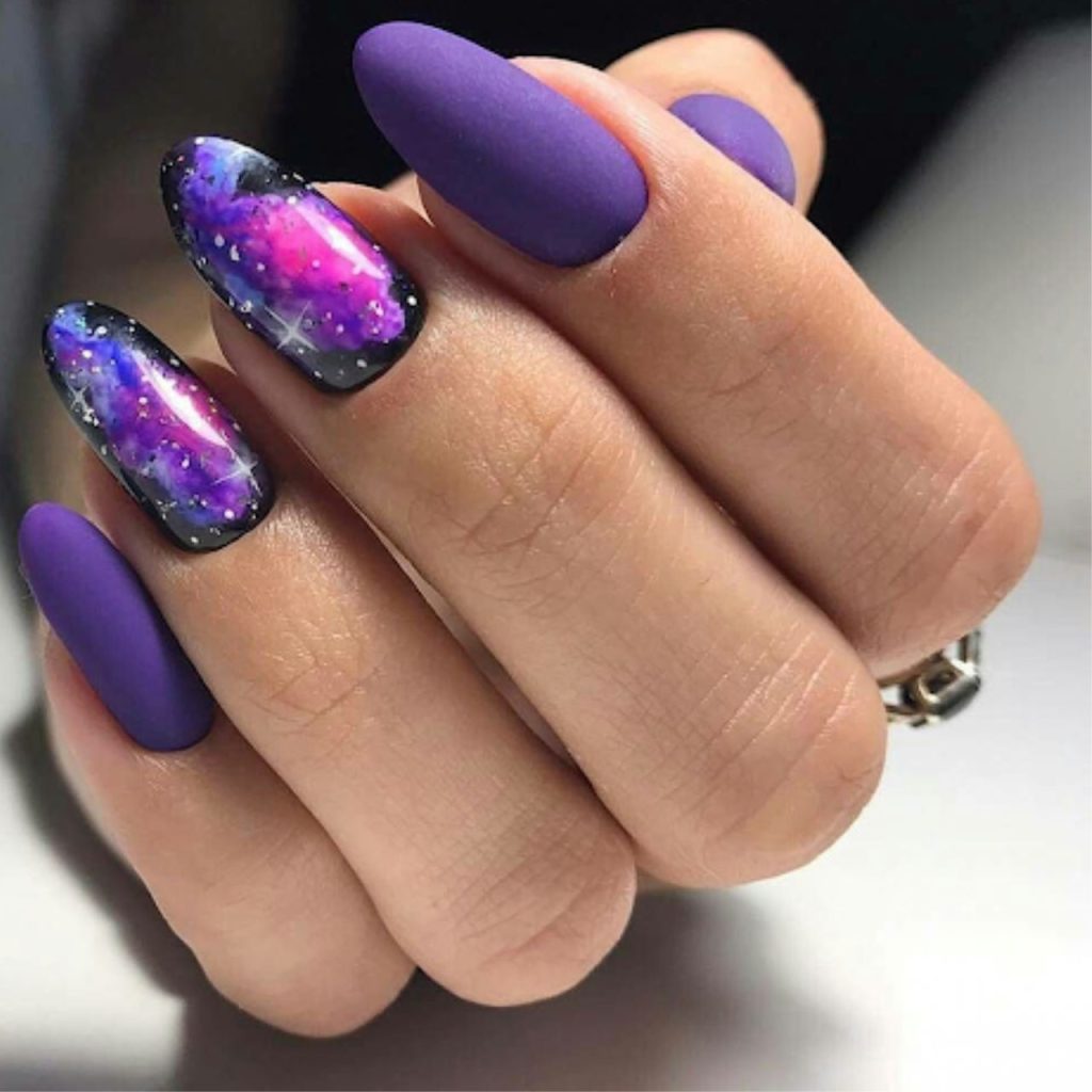Galaxy Purple Nails for Chic Manicure