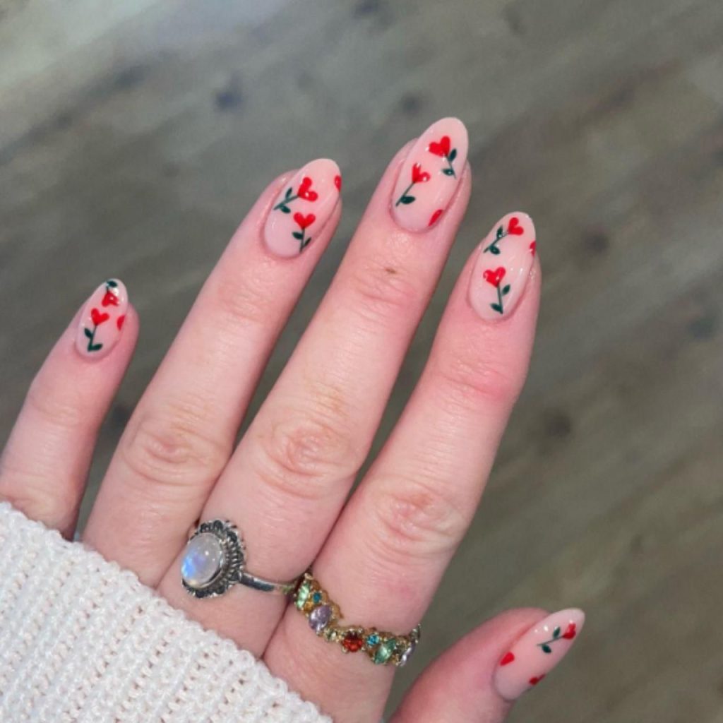 Love Garden Heart Nail Designs for Chic Look