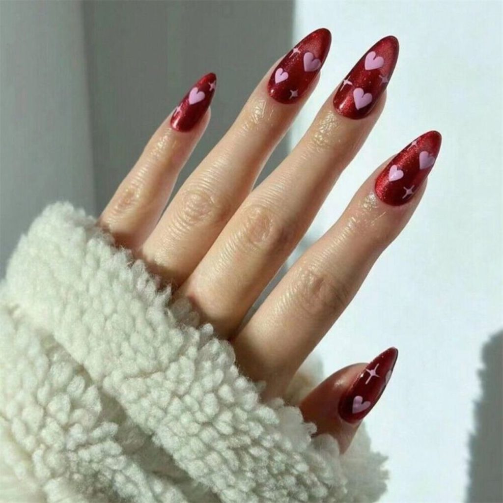 Glazed Heart Nail Designs for Chic Look