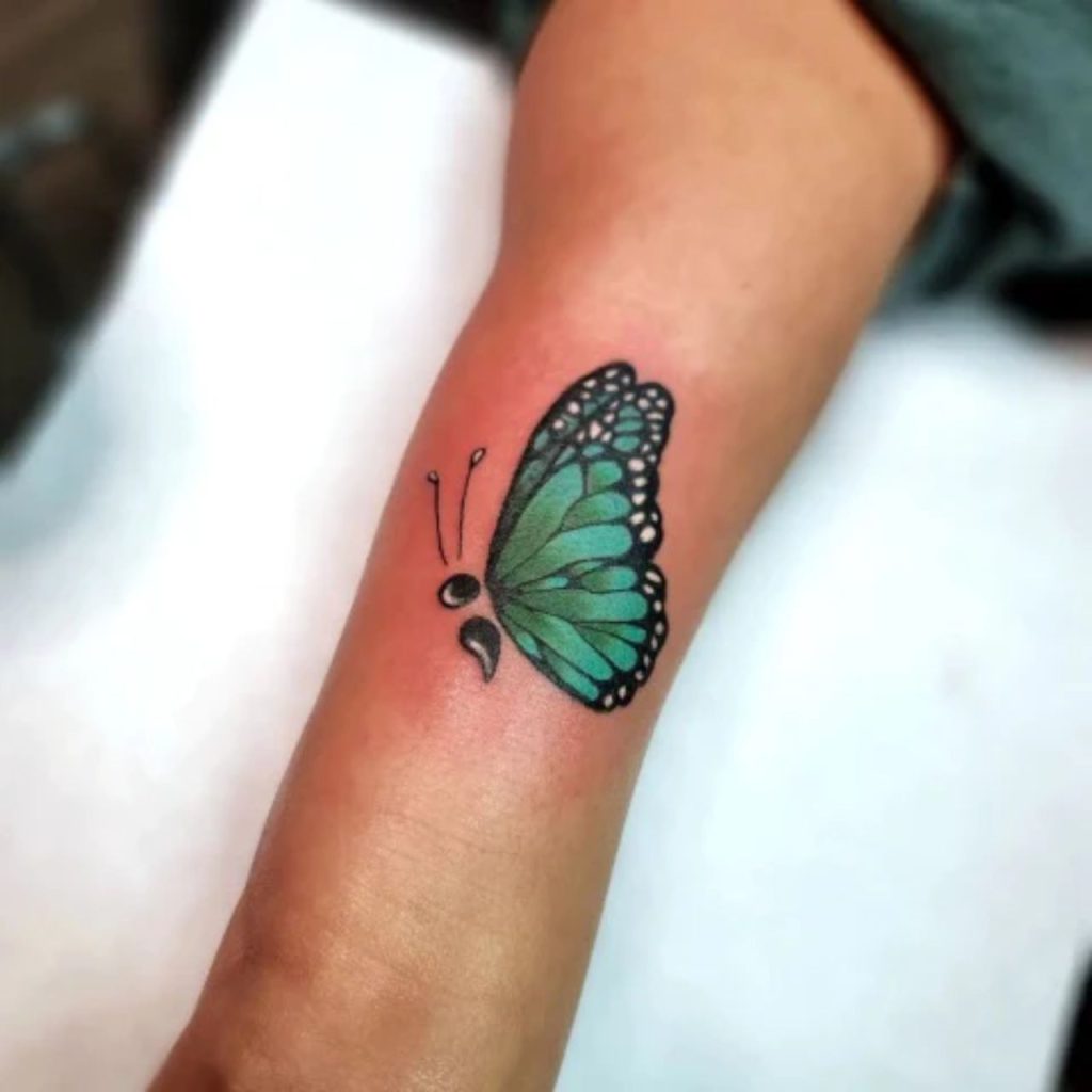 The Green Beauty Butterfly Semicolon Tattoo for Chic Look