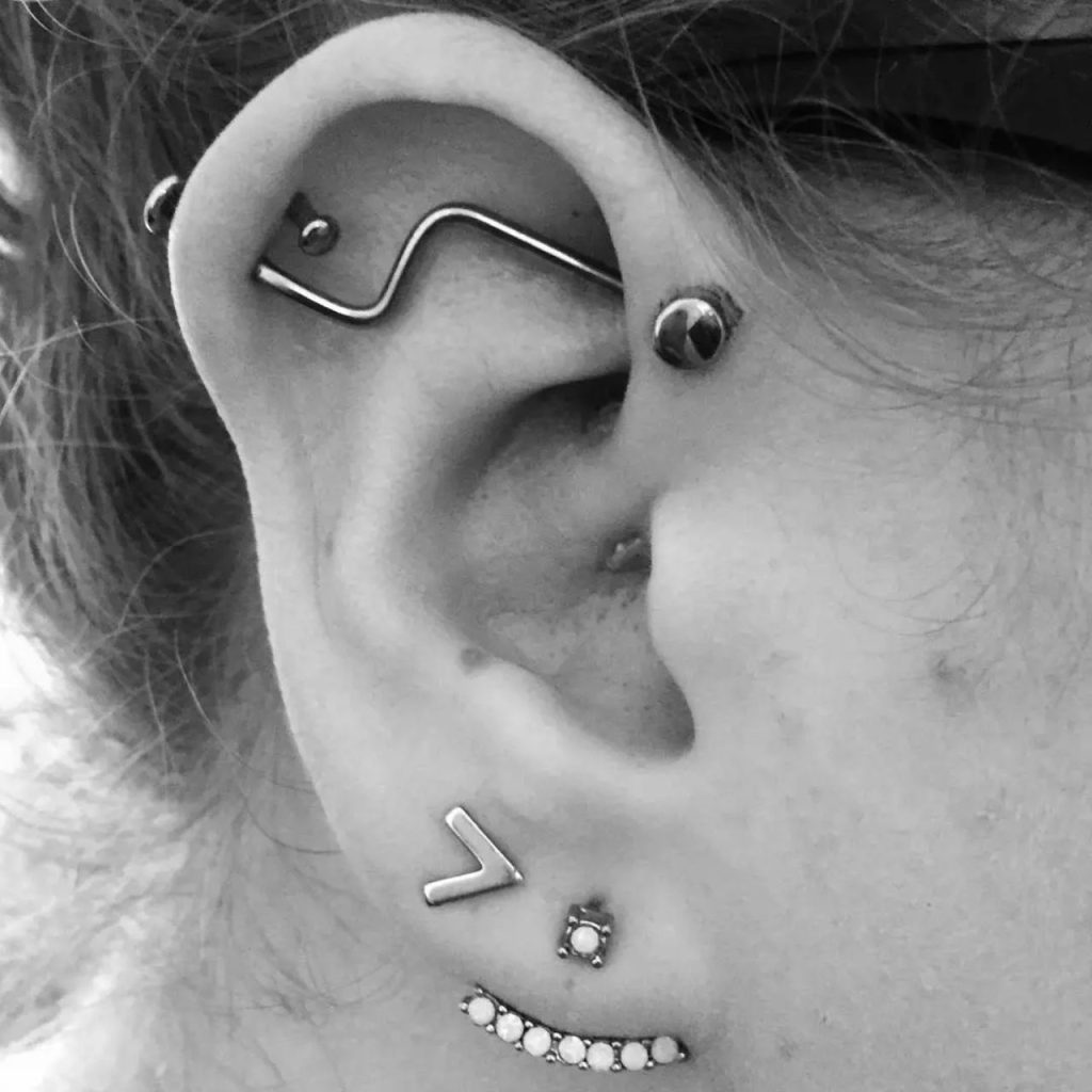 Helix and Forward Helix Piercing for Chic Look