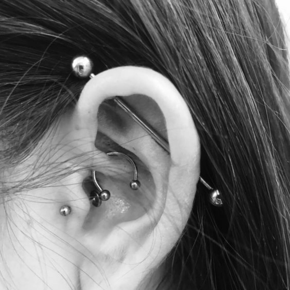 Art of Industrial Piercing for chic look