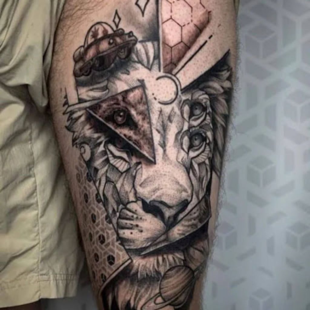 The Majestic Lion Geometrical Tattoos