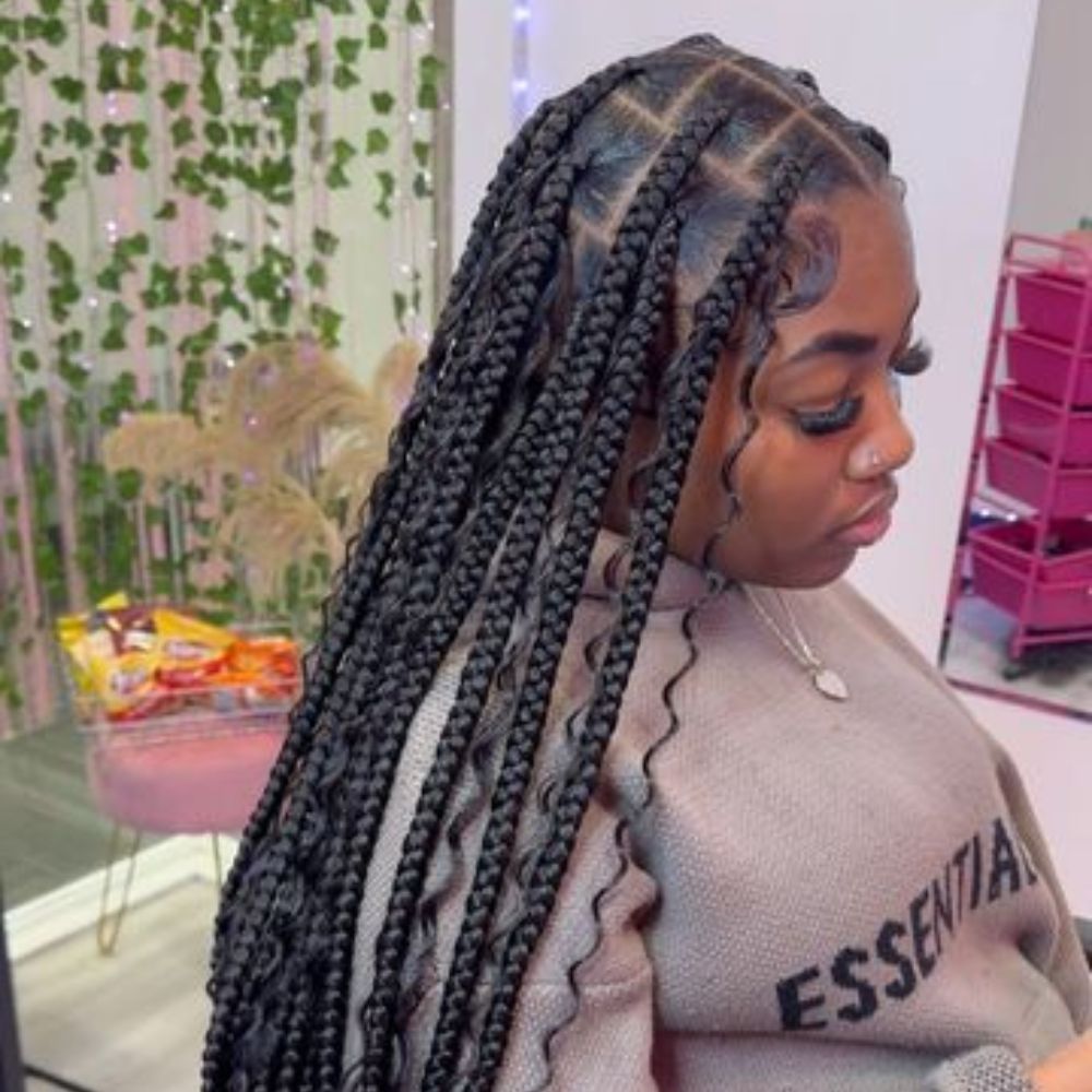 Large Boho Knotless Braids for Creative Look