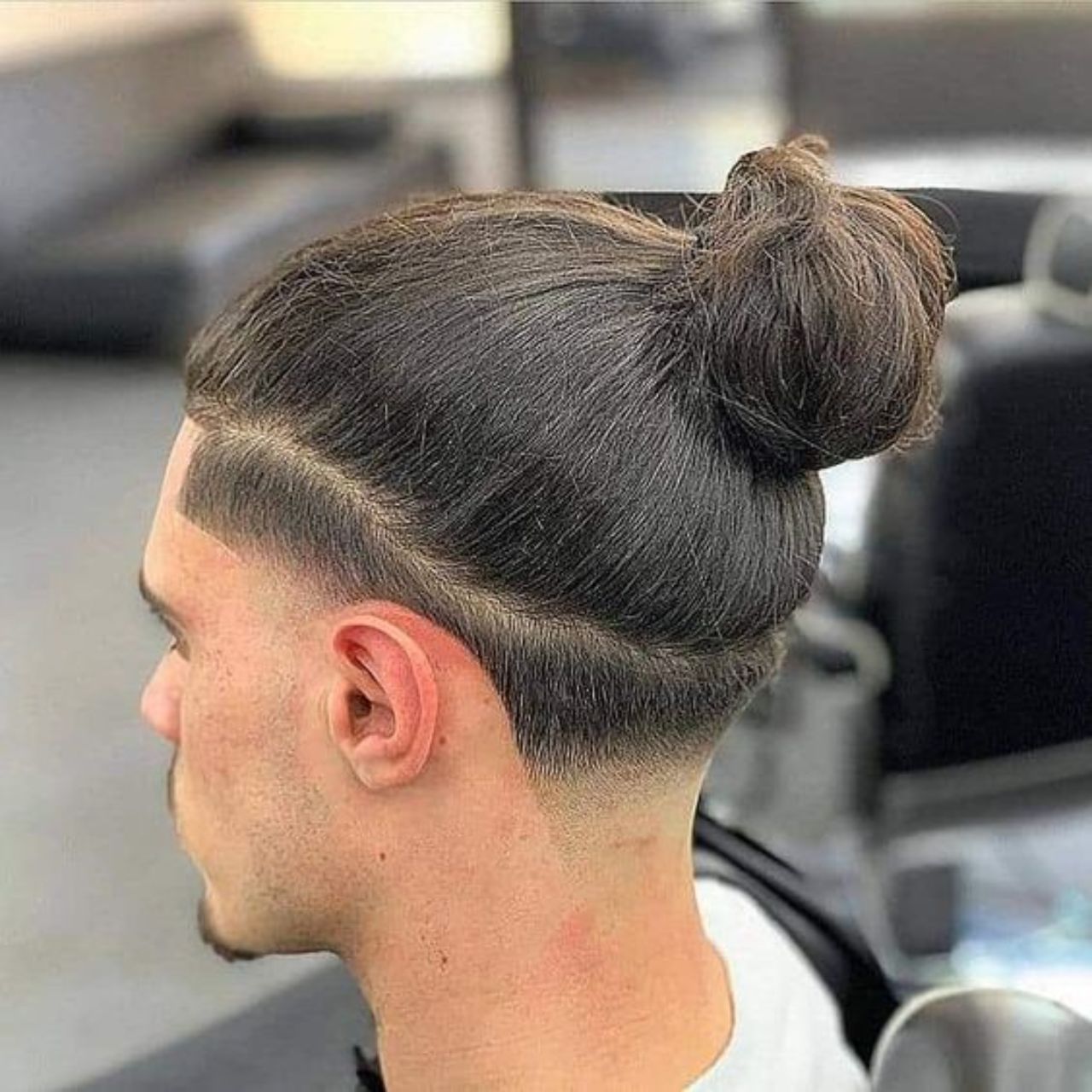 Long Hair With Taper Fade Style