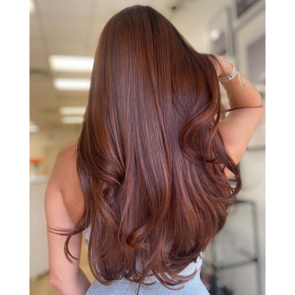Cestnut Brown Mahogany Hair Color for Galm Look