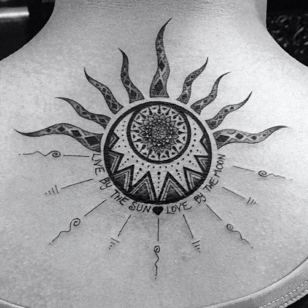 Mandala Sun and Moon Tattoo for Dazzling and Spiritual Look