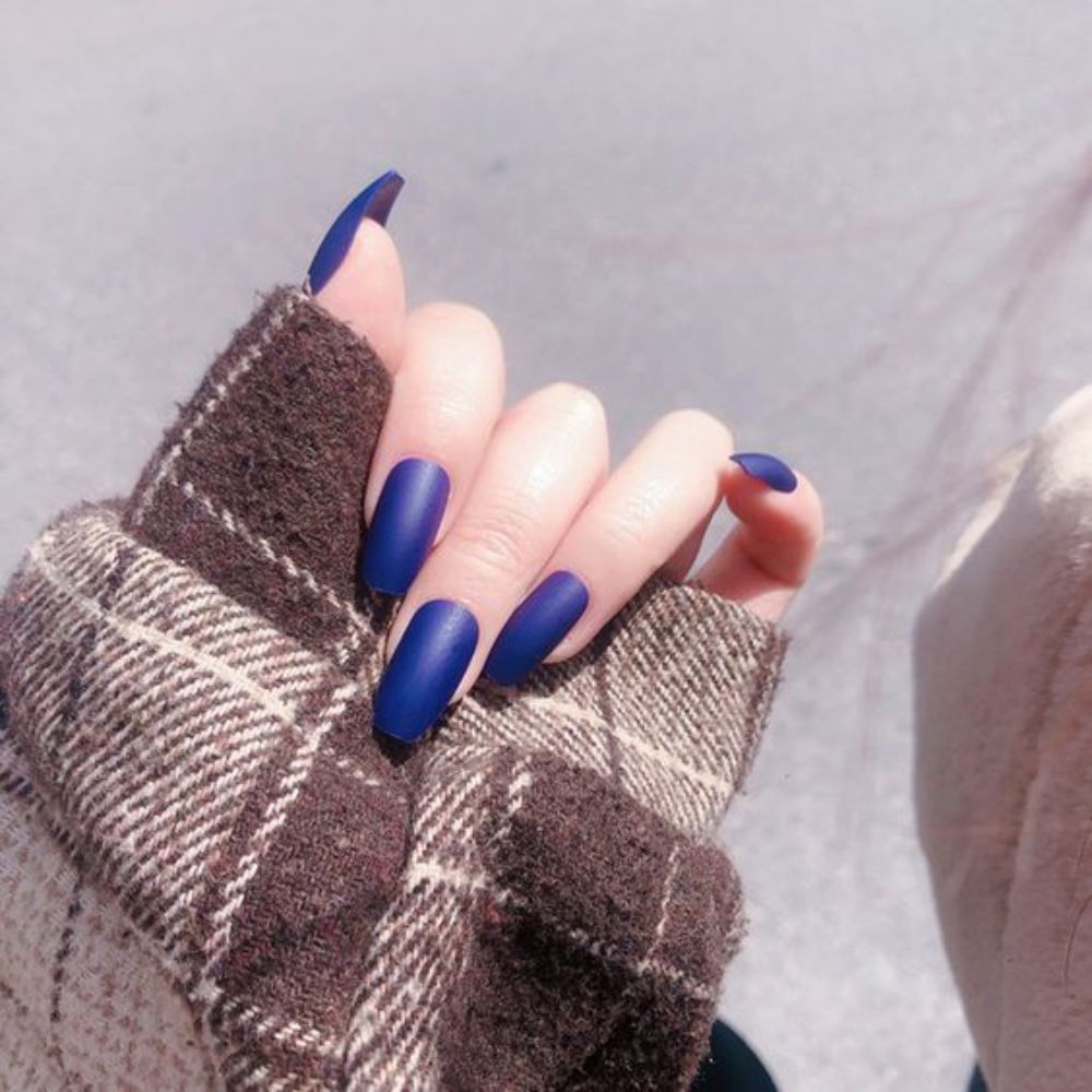 Matte Blue Tapered Square Nails for Marvelous Look
