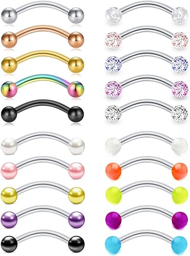 Mayhoop Curved Barbell Eyebrow Piercing Jewelry Set