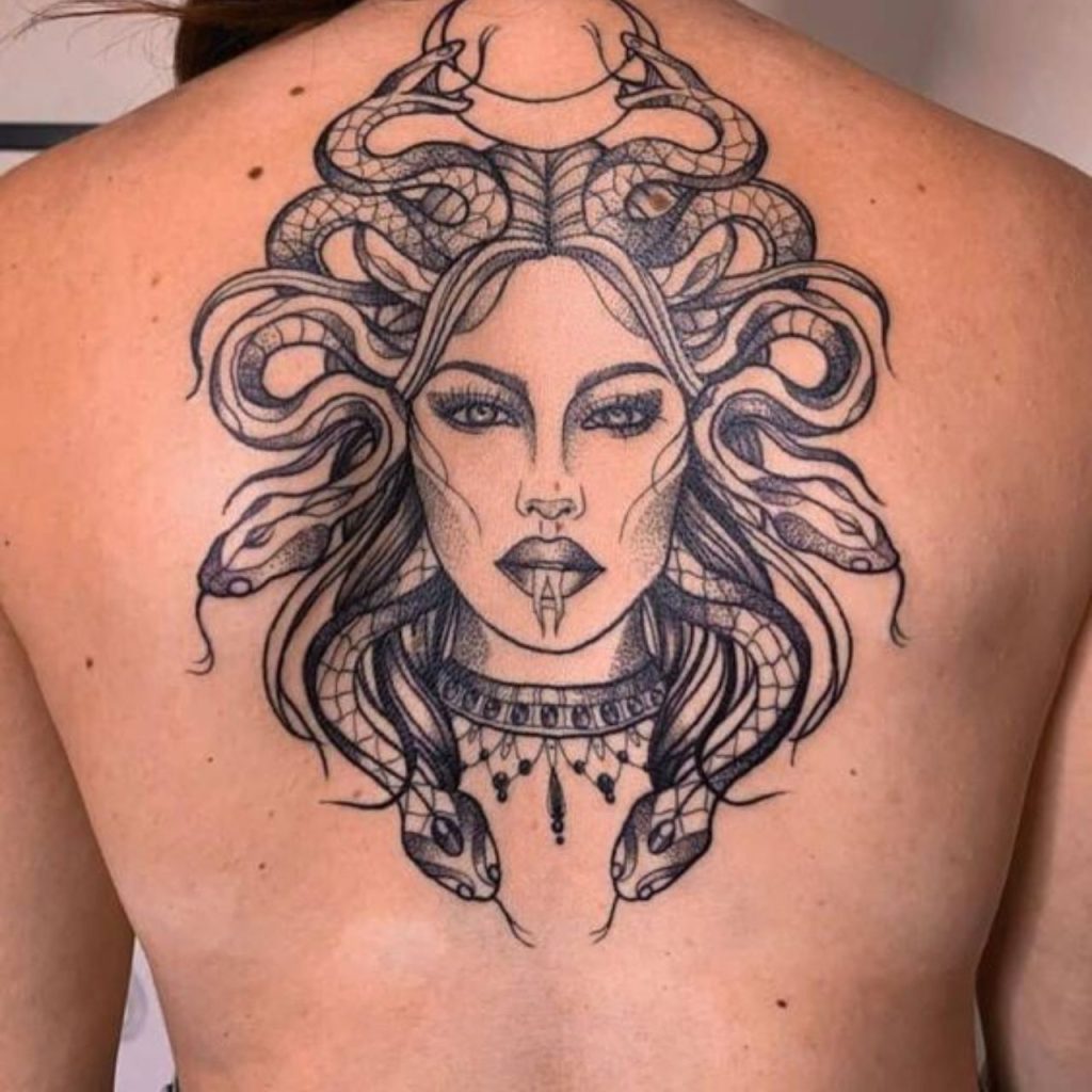 Back Medusa Tattoo for Bold Look