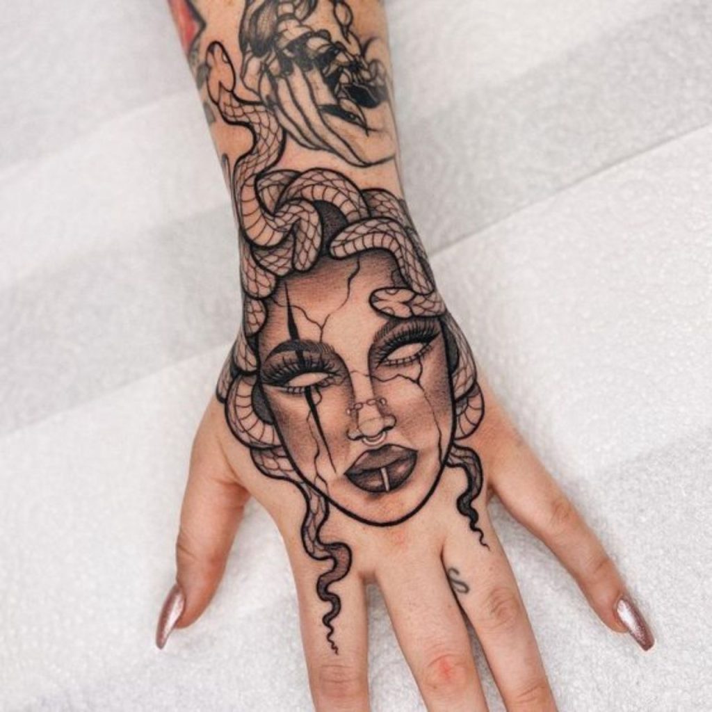 Hand Medusa Tattoo for Bold Look