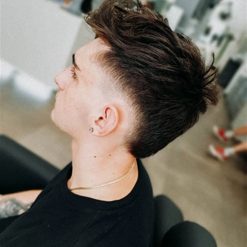 Mid Burst Fade Mullet For A Chic Look