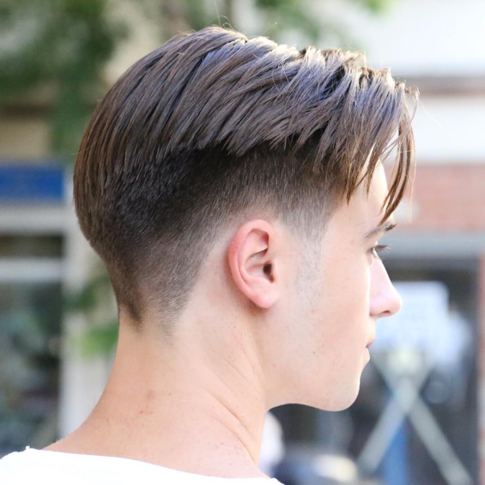Drop Fade Middle Part Hairstyle for Men