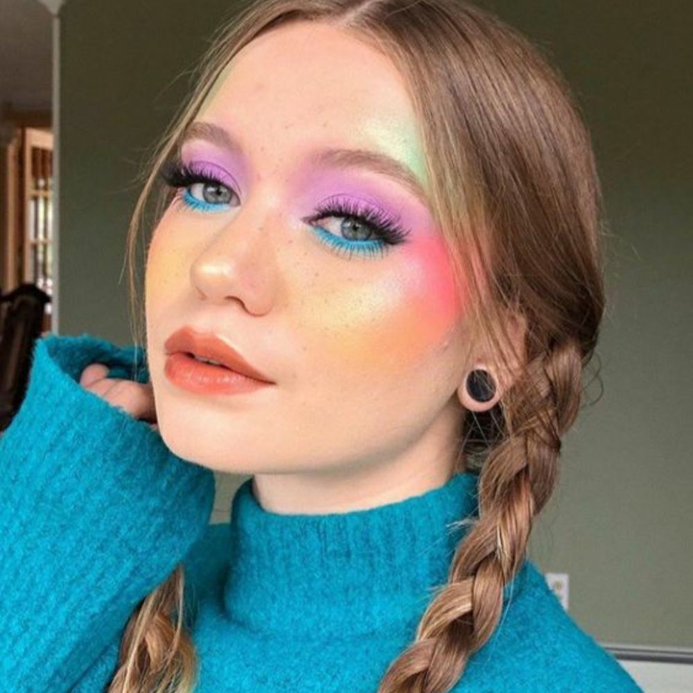 Neon Rainbow Makeup Look