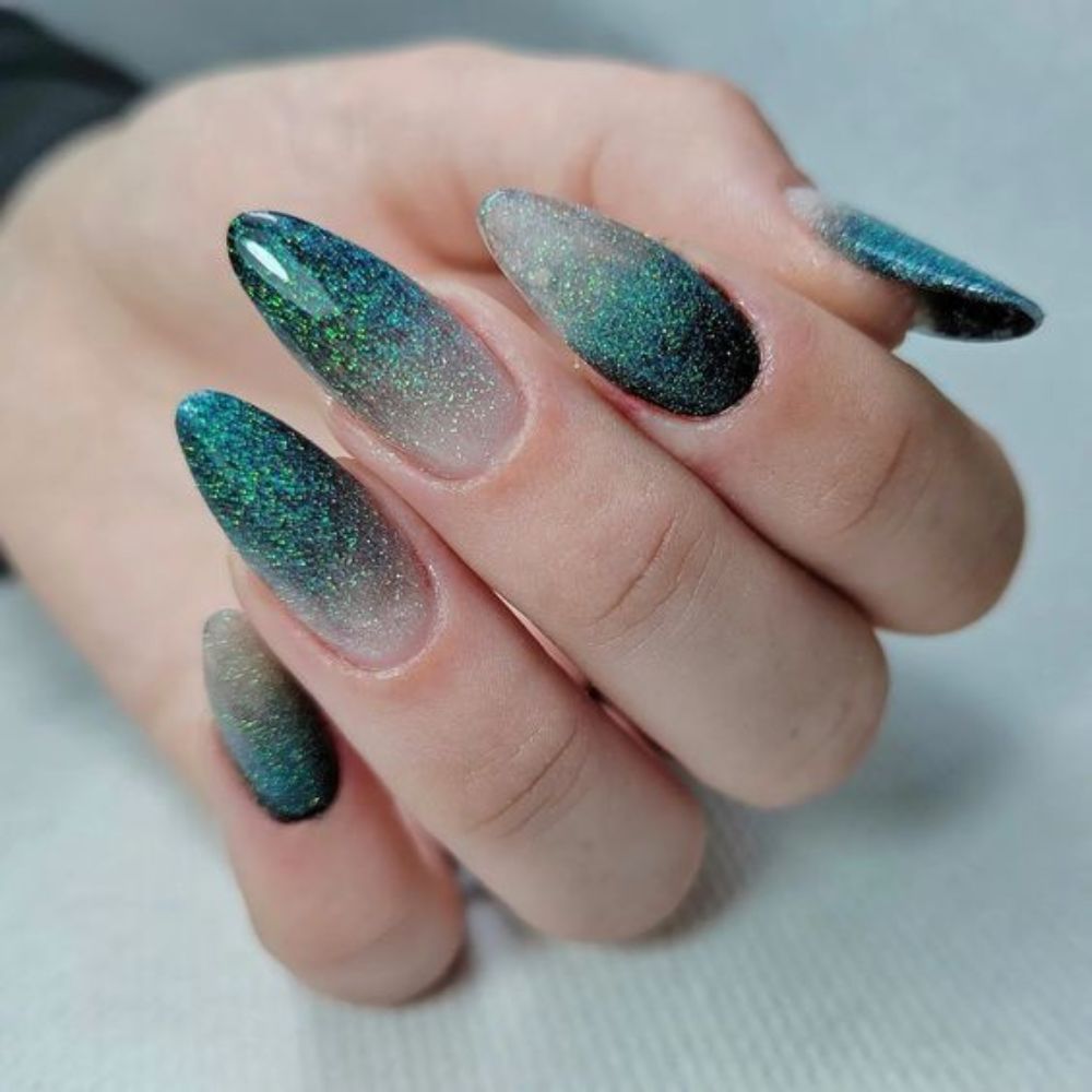 Ombre Black Coffin Nails For Elegant Look