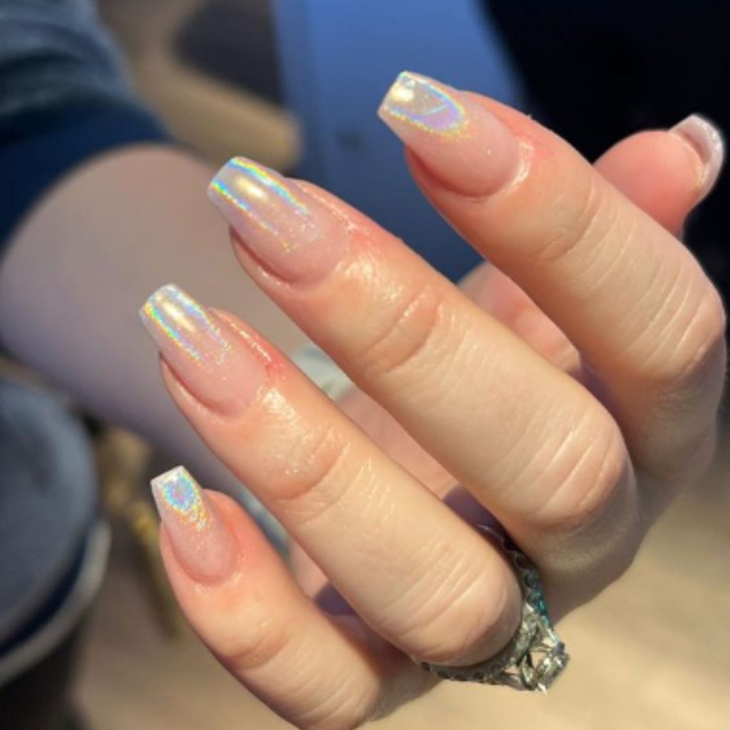 Ombre Holographic Chrome Nails
