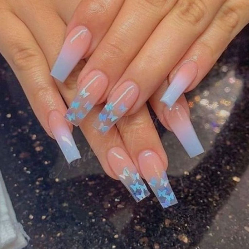 Ombre Butterfly Nail Designs for a Glamorous Look