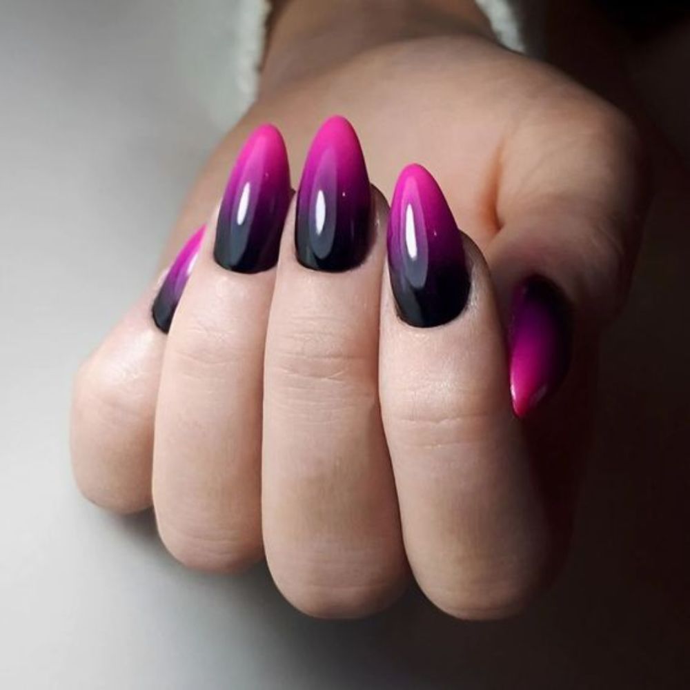 Ombre Black and Pink Nails for Galm Look