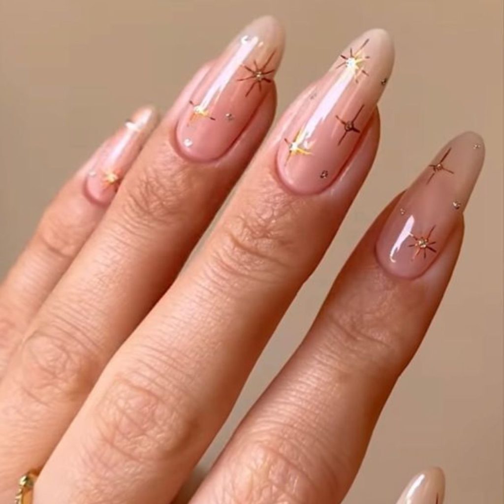 Pink and Gold Summer Short Coffin Nails