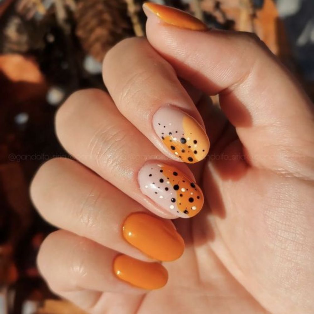 Polka Dots Yellow Sunflower Nail Designs for Stylish Look 2024