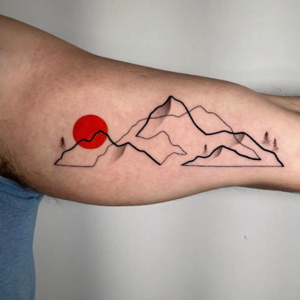 Bloody Moon Minimal Mountain Tattoo Trendy and Edgy Look