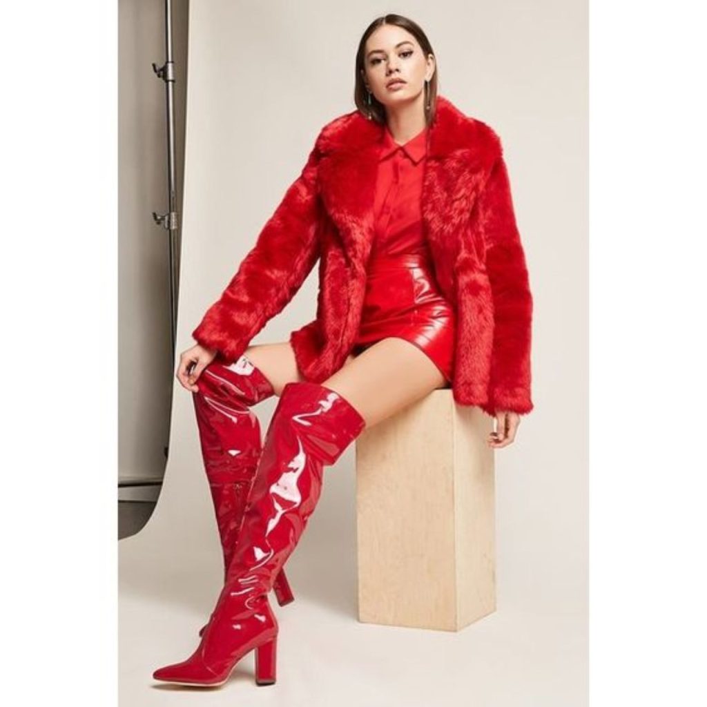 Red Patent Leather Thigh High Boots 