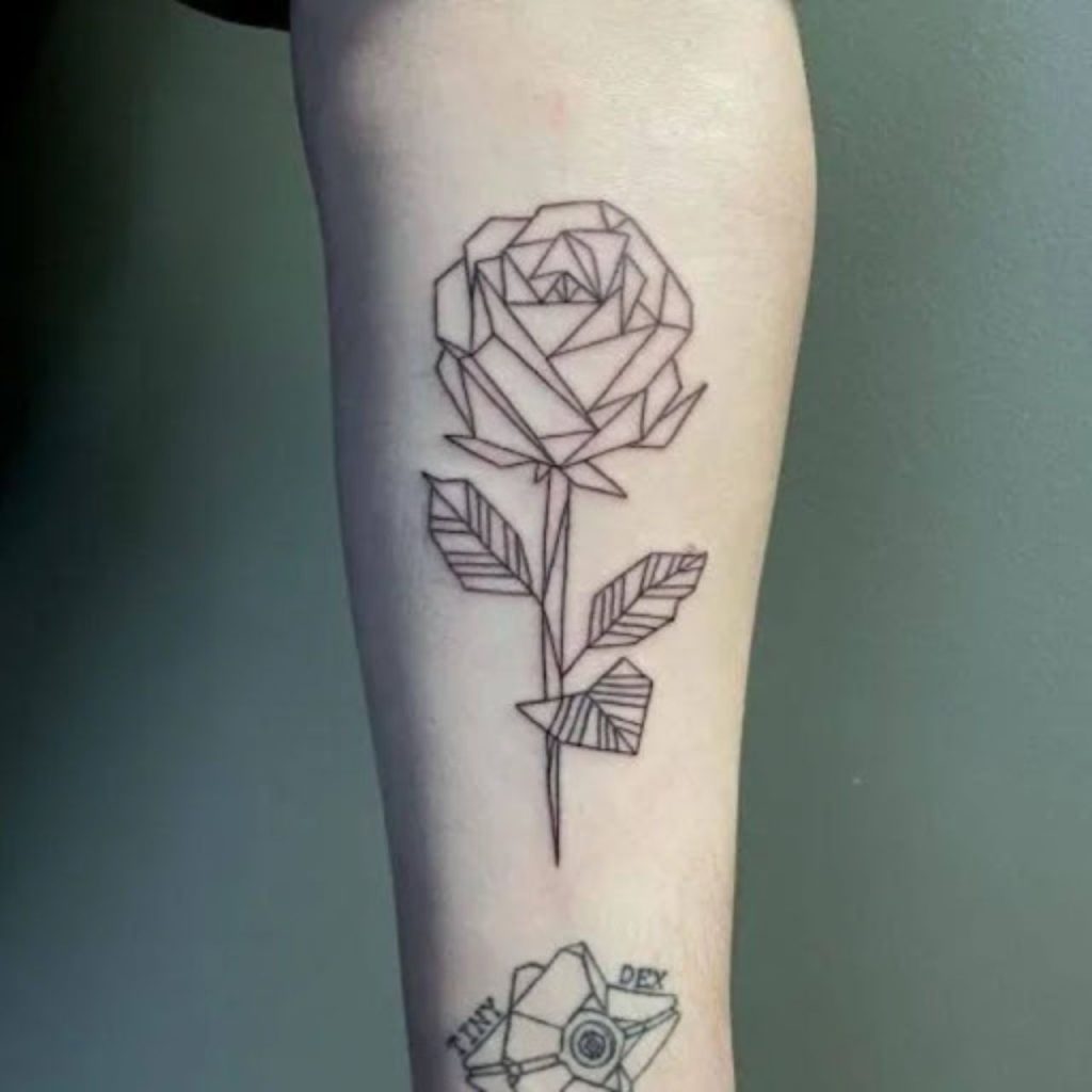 Lovely Geometric Rose Tattoo for Men