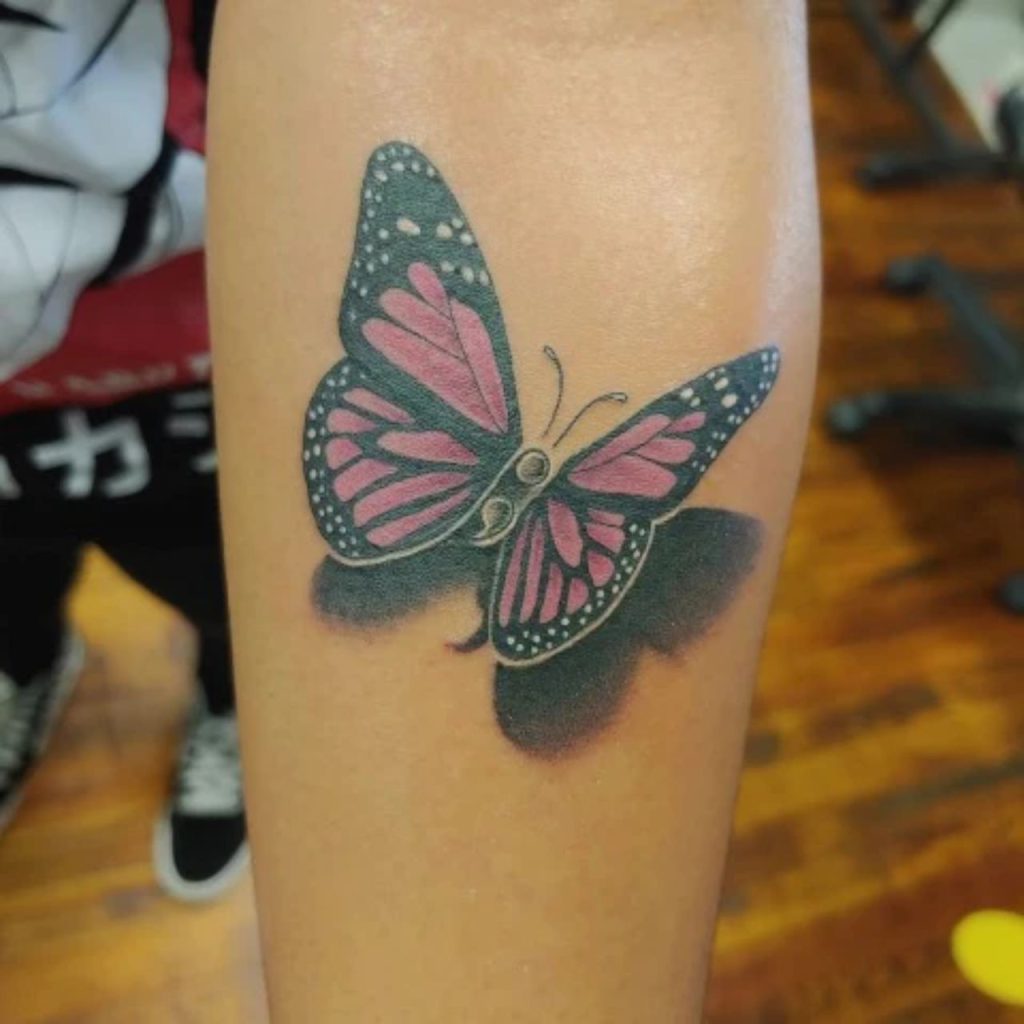 Classy Shadow Butterfly Semicolon Tattoo for Chic Look