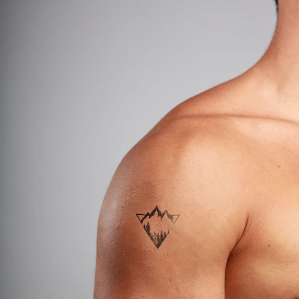 Shoulder Minimal Mountain Tattoo Trendy and Edgy Look