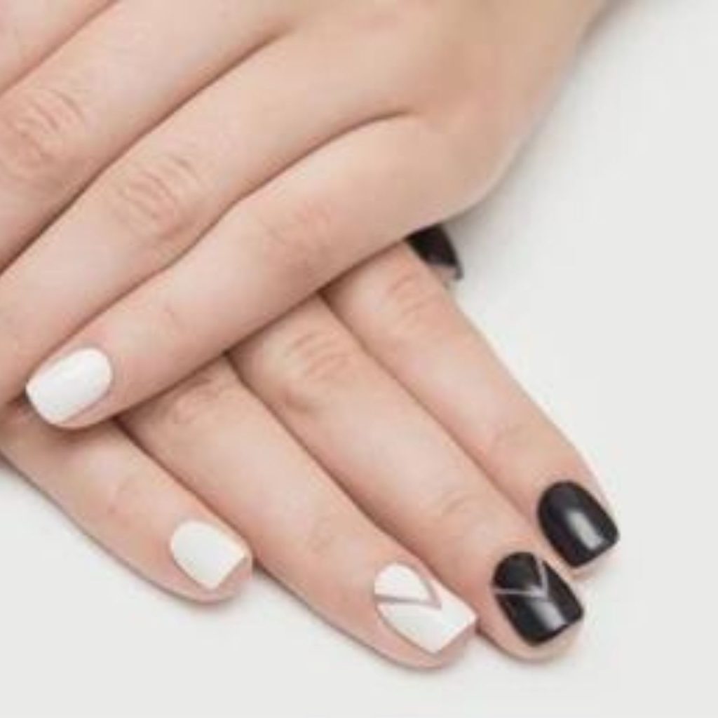 Simple Cut Black and White Nails