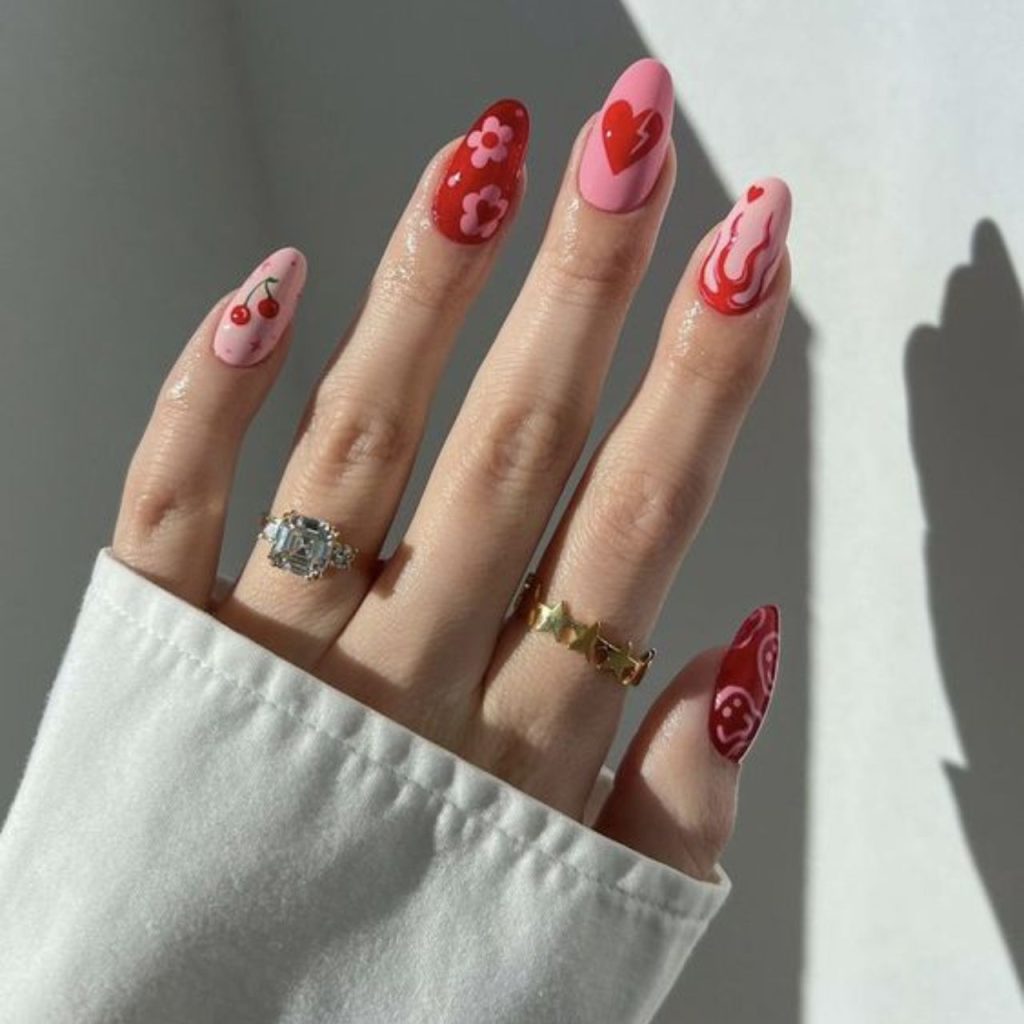 Simple Heart Nail Designs for Chic Look