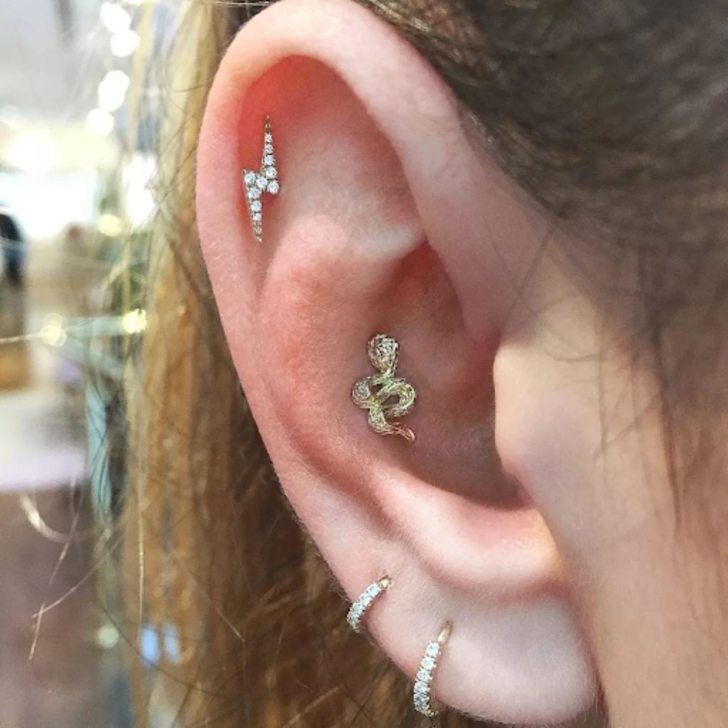 Snake Conch Piercings for Galm Look
