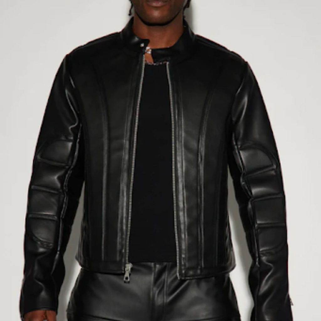 Stanton Faux Leather Moto Jacket for Men in Black 