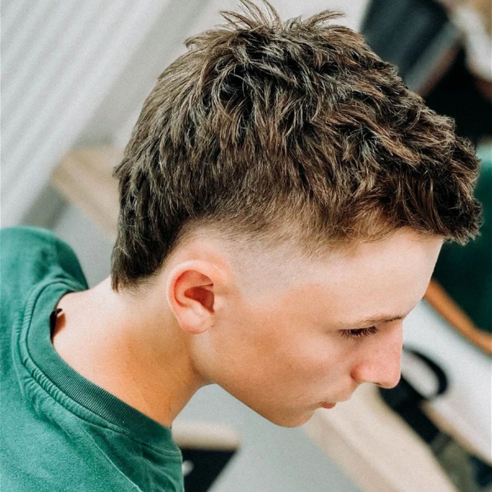 Straight Burst Fade Mullet For A Chic Look