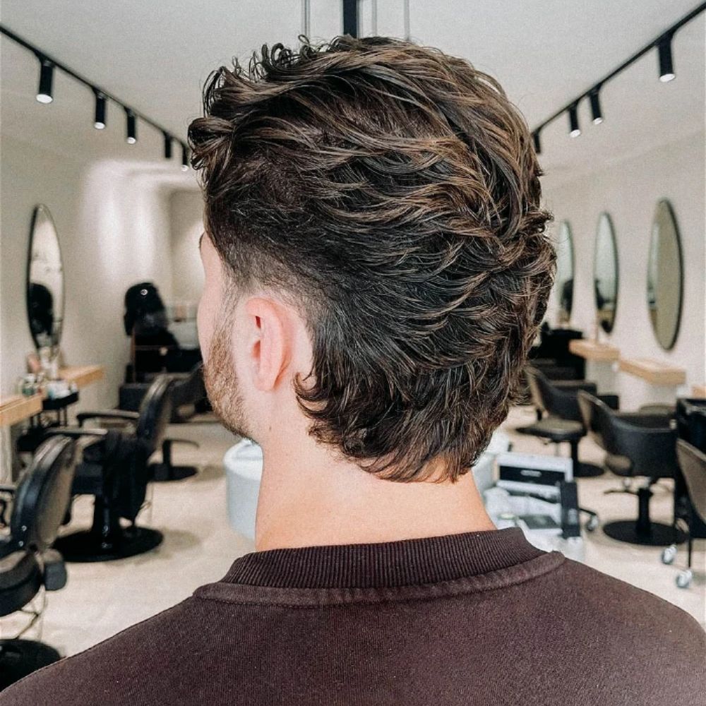Textured Burst Fade Mullet For A Chic Look