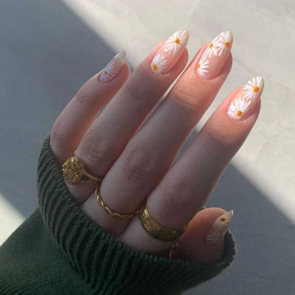 Transparent Sunflower Nail Designs for Stylish Look 2024
