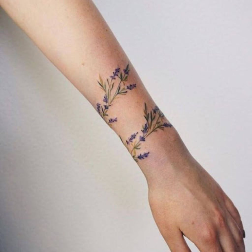 Wheat Flower Wrap Around Flower Wrist Tattoos