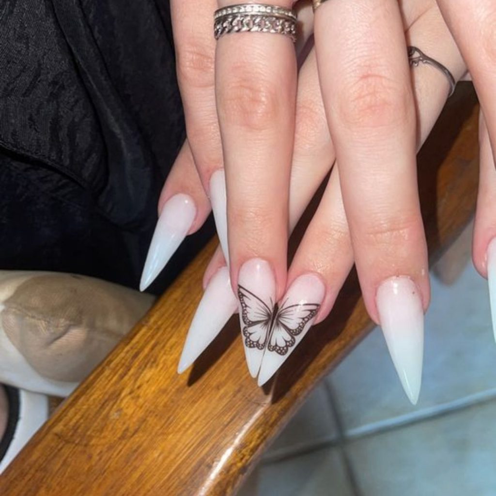 White Butterfly Nail Designs for a Glamorous Look