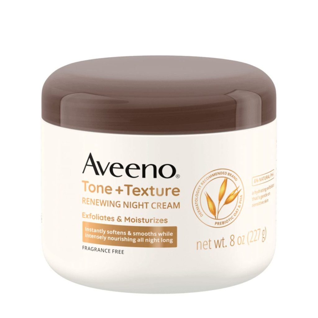 Aveeno Cream For Face Renewing Night Cream Exfoliates & Moisturizes net wt. 8 oz (227g)