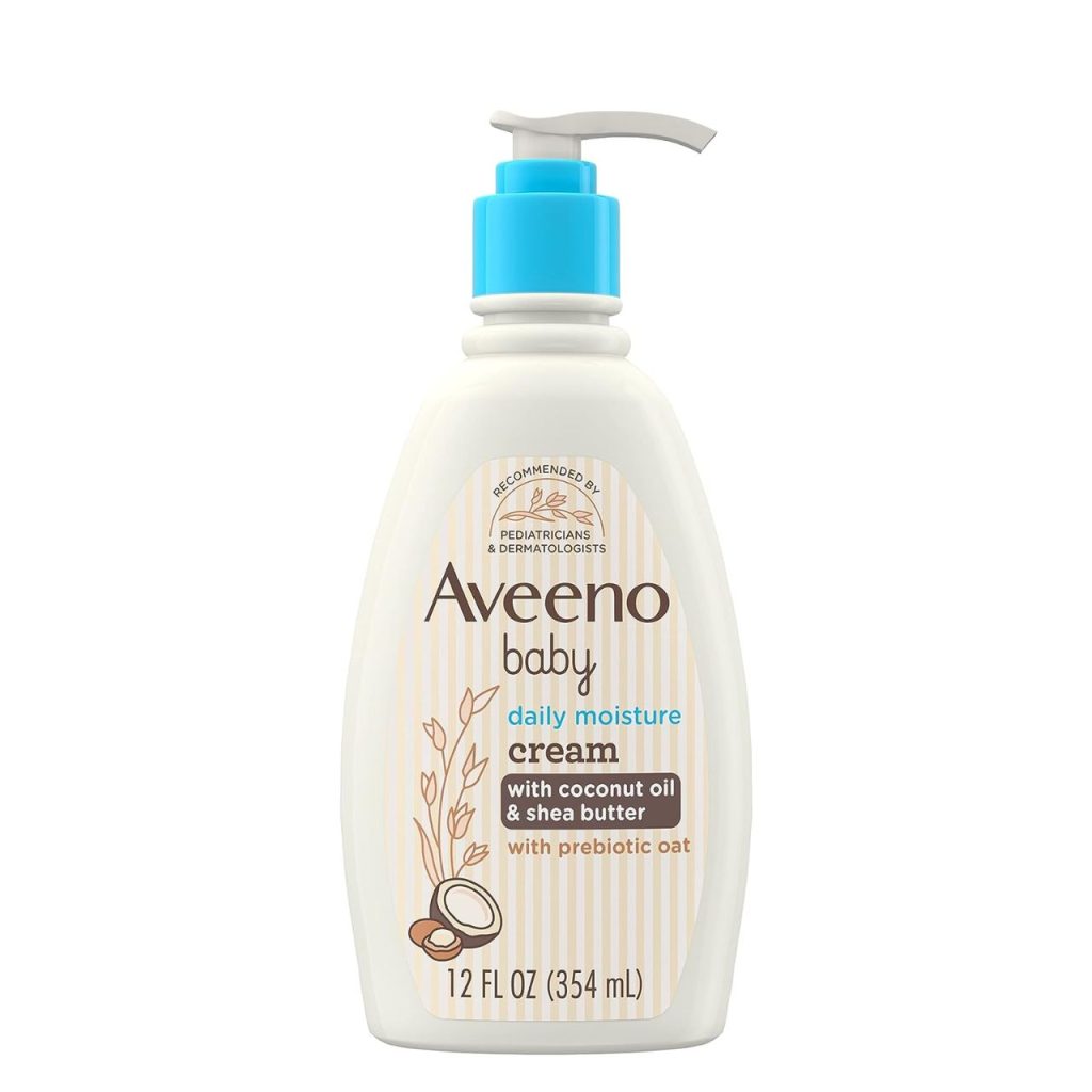 Aveeno baby daily moisture Cream with coconut oil & shea butter with prebiotic oat net wt. 12 fl oz (354 ml)