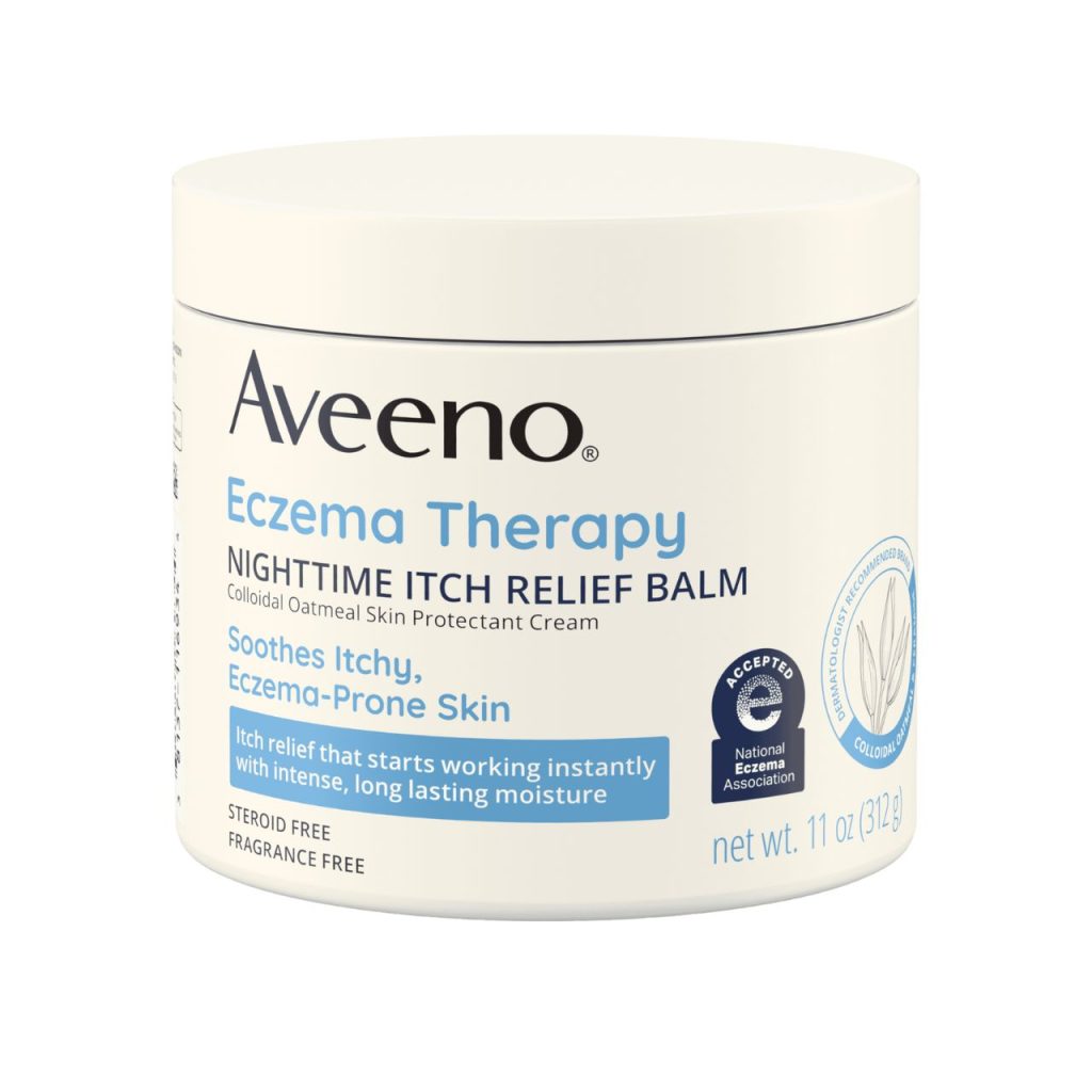 Aveeno Cream Eczema Therapy Nighttime itch relief balm steroid free and fragrance free net wt. 11 oz (312g)