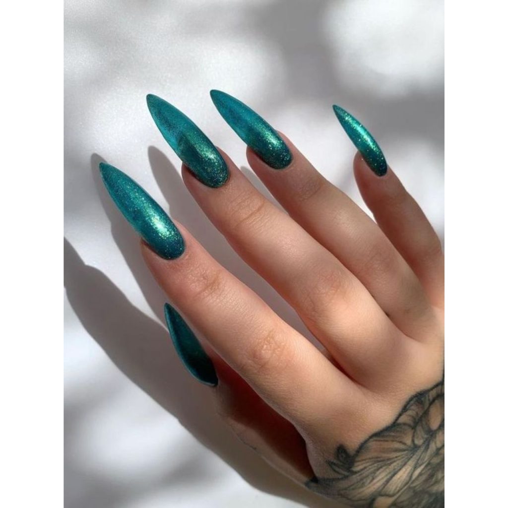 Bold Teal Nails for Refreshing Look