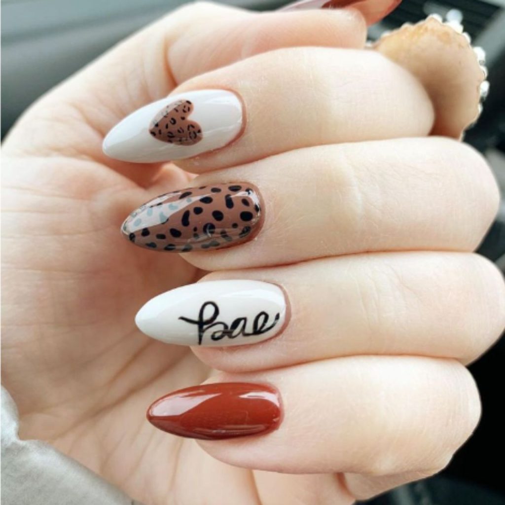 Leopard Print Valentine Nails