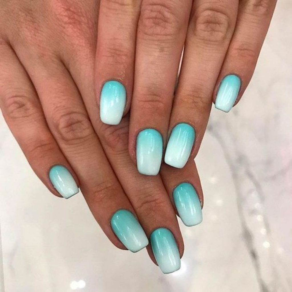 Ombre Teal Nails for Refreshing Look