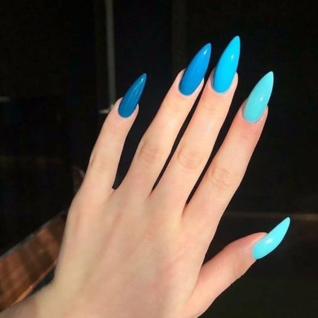 Stilettos Teal Nails for Refreshing Look